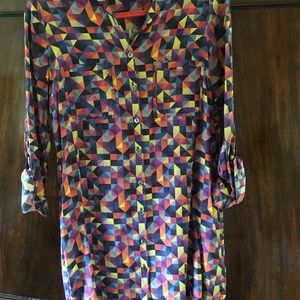 Hutch silk kaleidoscope print button up dress